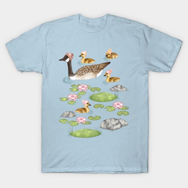 Graceful Geese and Gorgeous Goslings in Crisp Spring Weather T-Shirt by PerrinLeFeuvre